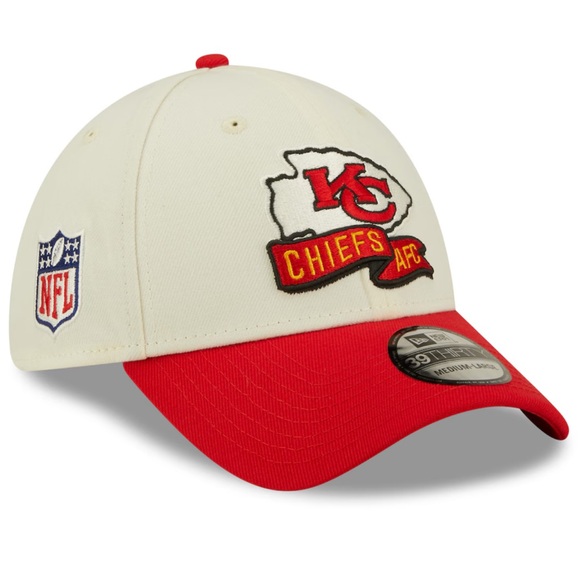 New Era Cream Red Kansas City Chiefs Sideline 39THIRTY 2 Tone Flex Hat M/L - Picture 1 of 7